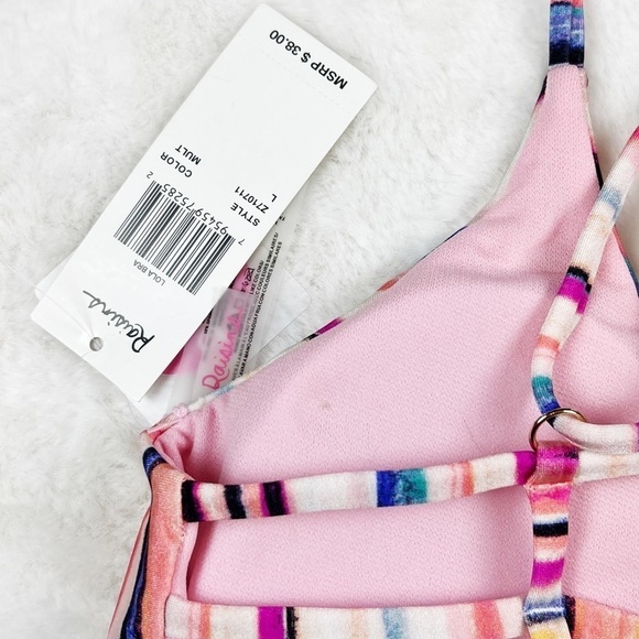 NWT Raisins Tahitian Sun Lola Tie Front Striped Bikini Top - Picture 7 of 7